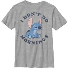 Lilo & Stitch Boy's I Don't Do Mornings Stitch Distressed Graphic T-shirt - Athletic Heather