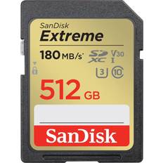 SanDisk 512 GB - U3 Minneskort SanDisk Extreme SDXC Class 10 UHS-I U3 V30 180/130MB/s 512GB