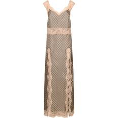 Enfärgade - Långa klänningar - Polyamid Gucci GG Supreme lace-trimmed silk maxi dress multicoloured