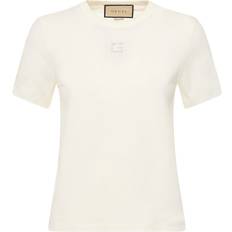 Gucci Vita Kläder Gucci Square embellished cotton jersey T-shirt white