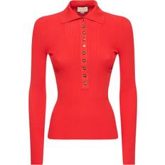 Gucci XS Pikétröjor Gucci Ribbed-knit polo sweater red