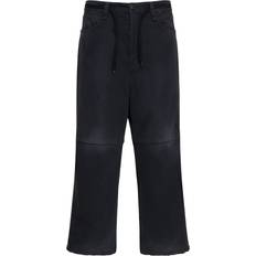 Balenciaga Dam Byxor & Shorts Balenciaga Mid-rise cropped cotton canvas pants black