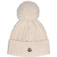 Moncler Herr - Vita Kläder Moncler Logo cable-knit wool and cashmere beanie white One fits all