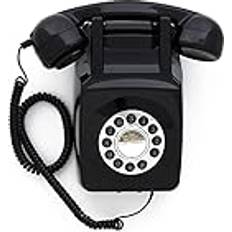 Gpo 746 Väggtelefon nummerskiva med tryckknappar retro hemtelefon med sladd autentisk ringsignal svart