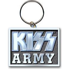 Kiss army block name logo image silver metal keychain keyring