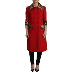Dam - Silke/Siden Jackor Dolce & Gabbana Red Leopard Wool Trenchcoat Jacket IT38