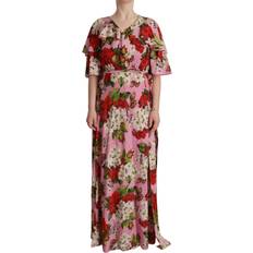 Dolce & Gabbana Floral Silk Stretch Gown Maxi Dress - Pink