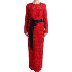 Blommiga - Herr - S Klänningar Dolce & Gabbana Red Floral Ricamo Sheath Long Dress IT40