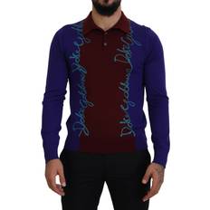 Dolce & Gabbana Herr - Stickad tröjor Dolce & Gabbana Multicolor Logo Collared Pullover Sweater IT48