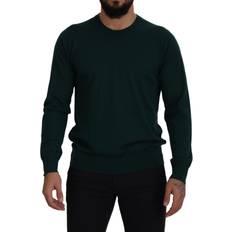 Dolce & Gabbana Herr - Stickad tröjor Dolce & Gabbana Green Cashmere Crewneck Pullover Sweater IT46
