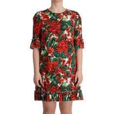 Dolce & Gabbana Midiklänningar Dolce & Gabbana Multicolor Red Floral Shift Gown Dress IT44