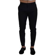 Blommiga - Bomull - Dam Byxor & Shorts Dolce & Gabbana Blue Stretch Cotton Slim Trousers Chinos Pants IT48