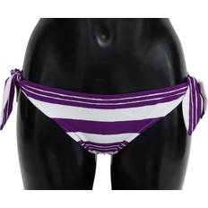 Dolce & Gabbana Bikiniunderdelar Dolce & Gabbana Purple White Stripes Beachwear Bikini Bottom IT2