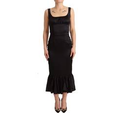 Dolce & Gabbana Silk Stretch Sheath Mermaid Midi Dress - Black