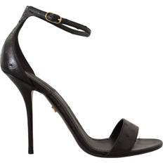Dolce & Gabbana Black Ostrich Ankle Strap Heels Sandals Shoes EU41/US10.5