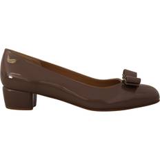 Dam - Lack Loafers Ferragamo Brown Naplak Calf Leather Pumps Shoes EU35.5/US5