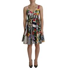 Blommiga - Herr - S Klänningar Dolce & Gabbana Multicolor Pachwork Poplin Floral A-Line Mini Flared Dress IT46