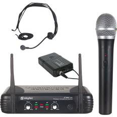 Skytec Myggmikrofon Mikrofoner Skytec Vonyx STWM712C Trådlöst mikrofonsystem VHF 2kanaler kombi, Trådlöst Handmikrofon Headset. SKY-179.180