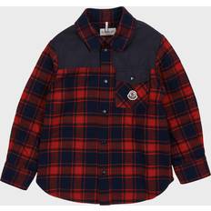 Moncler M Skjortor Moncler Boy's Flannel Button Down Shirt, 8-14 70-456 REDBLACK