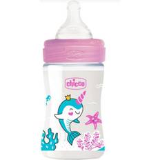 Chicco Rosa Nappflaskor Chicco feeding bottle glass transparent/pink 150 ml 0m