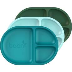 Boon Maskintvättbar Barnserviser Boon Chow, Divided Silicone Plate Set, 6m 3 Pack