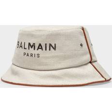 Skinn Hattar Balmain logo-print bucket hat women Cotton/Linen/Flax Neutrals