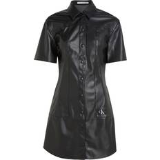 Enfärgade - L - Skinn Klänningar Calvin Klein Faux Leather Shirt Dress BLACK