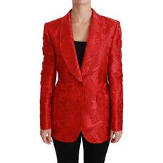 Dam - Silke/Siden Jackor Dolce & Gabbana Red Floral Angel Blazer Coat Jacket IT46