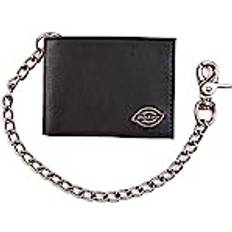 Dickies Men's Leather Slimfold Wallet With Chain Black