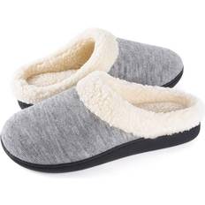 EVA Innetofflor Wishcotton Women Cozy Memory Foam Slippers Fuzzy Wool-Like Plush Fleece Lined House Shoes w/Indoor Outdoor Nonslip Rubber Sole 5-6 Women Light Grey