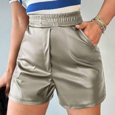 Shein Byxor & Shorts Shein Elastic Waist Slant Pocket PU Leather Shorts