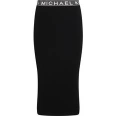 Michael Kors Kjolar Michael Kors MK Logo Tape Stretch Viscose Midi Skirt Black