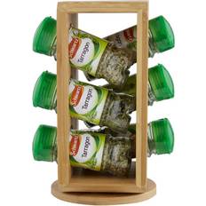 Premier Housewares 6 Bottles Bamboo Wood Revolving Spice