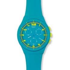 Swatch kvinnors SUSL400 Acid Drop blå silikonklocka, BLÅ Standard, Kvartsur, kronograf, kvartsrörelse