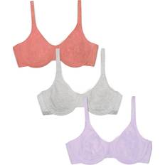 Fruit of the Loom BH:ar Fruit of the Loom Women's Cotton Stretch Extreme Comfort Bra, Desert Dusk/Grey/Lilac Whisper