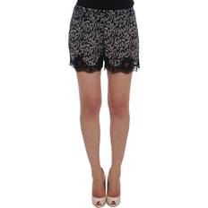 Dolce & Gabbana Shorts Dolce & Gabbana Black White Floral Lace Silk Sleepwear Shorts IT3