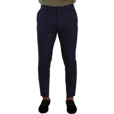 Herr - Ull Jeans Dolce & Gabbana Dark Blue Wool Skinny Formal Dress Pants IT48