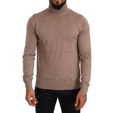 Herr - Skinn Tröjor Dolce & Gabbana Brown Cashmere Turtleneck Pullover Sweater IT48