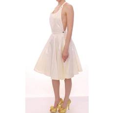 Blommiga - M - Midiklänningar - Vita Licia Florio White Halterneck Knee Length Tea Dress IT44