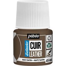 Pebeo Cuir Leather 45 ml läderfärg, färgar även PU läder – Brun, matt satin-finish