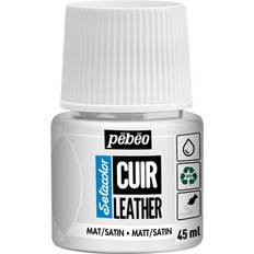 Pebeo Cuir Leather 45 ml läderfärg, färgar även PU läder – Vit, matt satin-finish