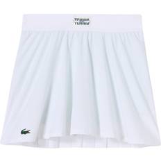 Lacoste Dam - Kort ärmar Kläder Lacoste Pleat Back Ultra-Dry Skirt Women White/Green