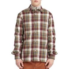 Timberland Beige Skjortor Timberland Windham Flannel Shirt For Men In Burgundy/grey/beige Burgundy