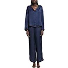 Esprit Morgonrockar & Badrockar Esprit Bodywear dam satin Colour Block CVE pyjamas pyjamasset, bläck