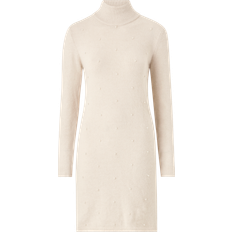 Beige - Enfärgade - Midiklänningar Vila Klänning L/S Pearl Knit Dress Beige