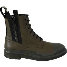 Dolce & Gabbana Snörkängor Dolce & Gabbana Green Leather Boots Zipper Mens Shoes EU39/US6