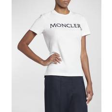 Moncler S T-shirts Moncler White Embroidered T-Shirt White
