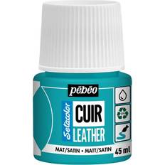 Pebeo Cuir Leather 45 ml läderfärg, färgar även PU läder – Turkos, matt satin-finish