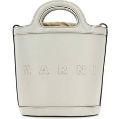 Marni Vita Handväskor Marni White Leather Small Tropicalia Bucket Bag