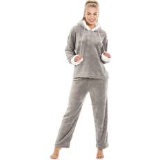 Camille Dam Kläder Camille Supersoft Hooded Pyjama Set Grey 18-20